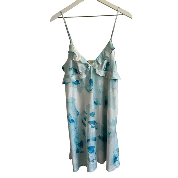 Kate Spade Blue Watercolor Floral Nightie, Size M - Picture 2 of 8